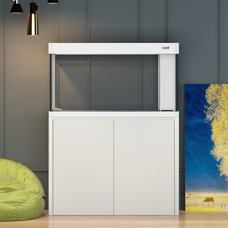 彩鲽彩蝶新款水墨丹青系列鱼缸超白玻璃底滤南美缸龙鱼缸造景养鱼 - 图0