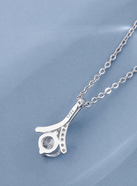 纯银倾城之恋镶钻韩版吊坠项链