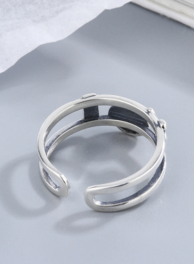 纯银开口可调节百搭风戒指