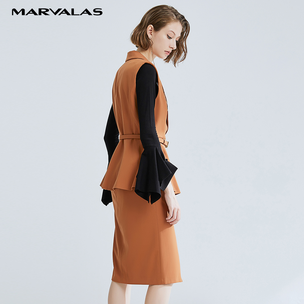 曼德诗马甲2021年新款女春款修身无袖上衣套装气质外穿名媛外套 - 图0