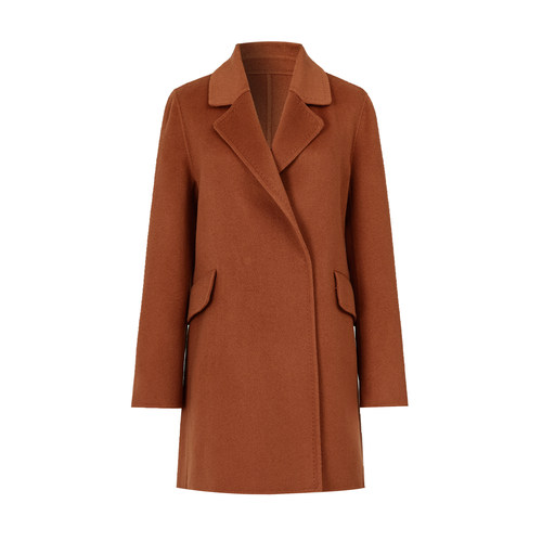 曼德诗毛呢外套2025冬季新品收腰高级感小个子短款双面呢子大衣女 - 图3