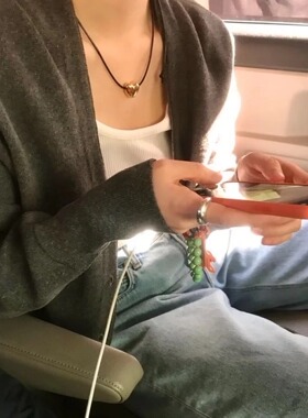 韩国ins小众黑绳大颗爱心项链