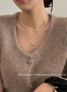 韩国代购法式精致真珍珠锁骨链