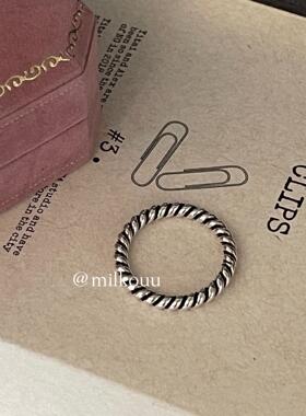 韩国925纯银简约旋转戒指