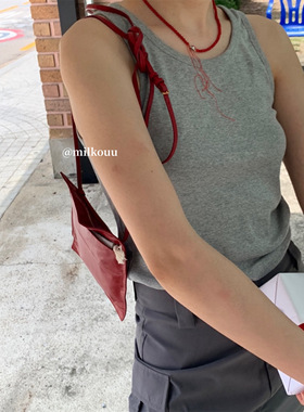 mone同款天然石珊瑚红碎绳项链