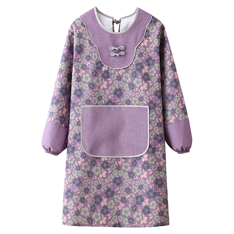 中式盘扣围裙长袖家用厨房做饭耐磨透气餐饮上班罩衣女外穿工作服,淘宝优惠券,粉丝福利购,淘宝优惠卷