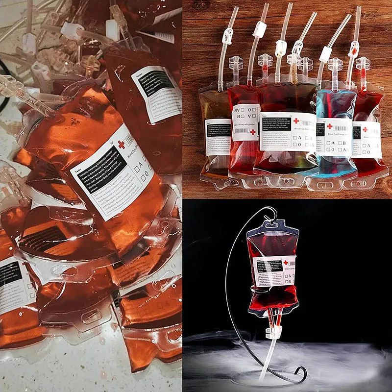 10pcs/lot 350ml Halloween Blood Bag For Drinks PVC Drink Pou - 图2