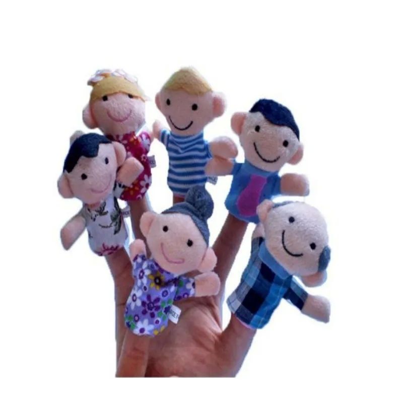 6PCS Cartoon Animal Family Finger Puppet Soft Plush Toys Rol - 图3