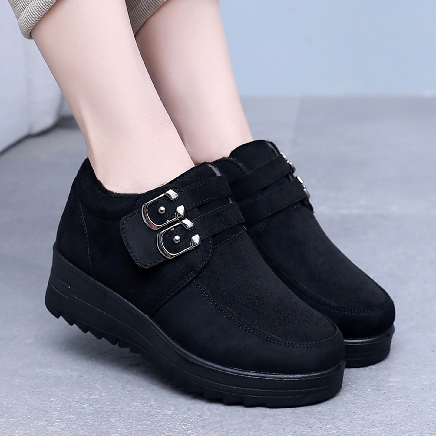 老北京布鞋女冬季2025新款加绒保暖松糕厚底棉鞋软底妈妈鞋棉靴子-图3