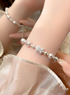 古里雅微镶珍珠串珠手链高级感