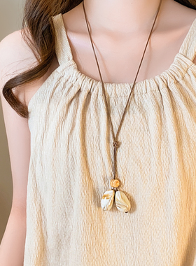 古里雅长款吊坠项链抽拉绳高级感