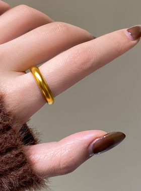 古里雅宽版光面磨砂戒指高级感