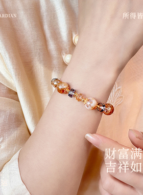 古里雅黄色水晶串珠手链高级感