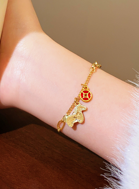 古里雅碎碎冰小马钱币手链高级感