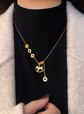 古里雅沙金碎碎冰小马项链高级感