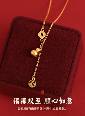 古里雅沙金碎冰冰钱币项链高级感