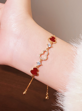 古里雅红色微镶葫芦手链高级感