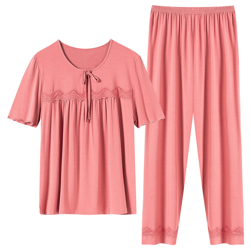 蓝豆娘女士短袖中年外穿休闲睡衣 蓝豆娘睡衣/家居服套装