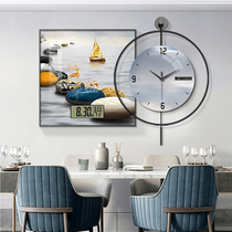 Modern Minimalist Iron Art Watch Hanging Clock Living Room Dining Room Restaurant Electronic Clock Perpetual High Sense Background Wall Hanging Painting