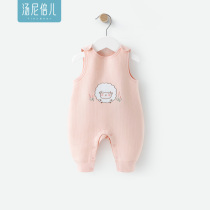 Tonneifold baby back with pants autumn winter clip cotton trousers can be opened by button female baby cute warm outside wearing long pants