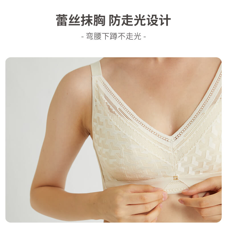 泰国乳胶内衣大胸显小夏薄款女透气美背无痕聚拢文胸无钢圈收副乳 - 图0