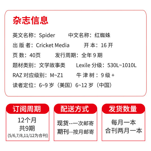 2024/2025年现货预订Spider/ask杂志1-12月少儿蟋蟀童书0-3-7岁早教期刊自然科学美国儿童英文启蒙科普读物课外小学生书英语 - 图1