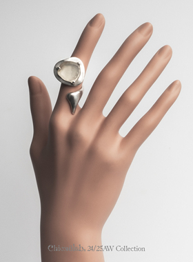 奇虚乐Chicxūlab 月流辉Moonglade 利比亚陨石冲击玻璃素银戒指