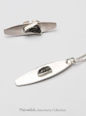 奇虚乐Chicxūlab 阿林陨铁镶嵌 盾牌素银项链