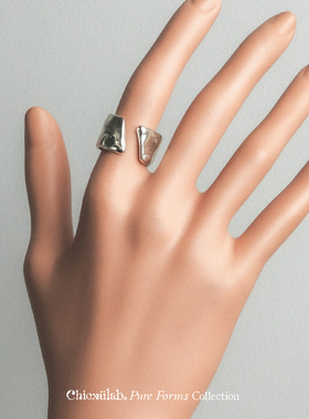奇虚乐Chicxūlab 极简对切素银肌理指环 开口戒指