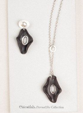 奇虚乐Chicxūlab 屯蒙Dawn 手工黑陶银釉吊坠 素银项链