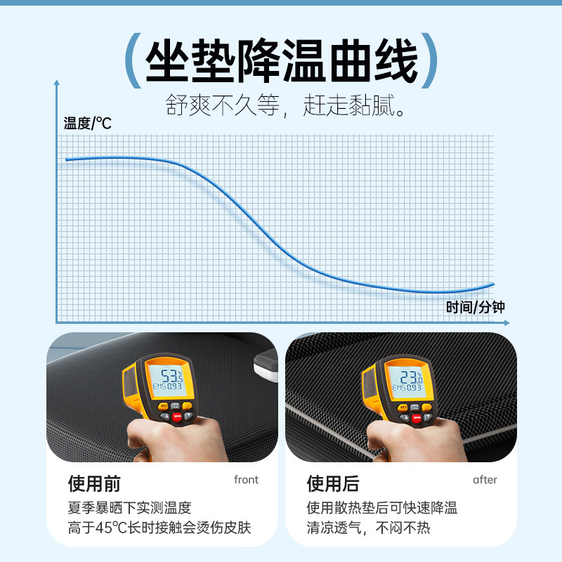夏季通风坐垫办公室透气椅子靠垫制冷散热凉席风扇一体车载座椅垫