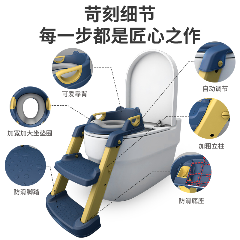 儿童马桶坐便器楼梯式男宝宝阶梯椅折叠架坐便圈垫女小孩厕所辅助 - 图0