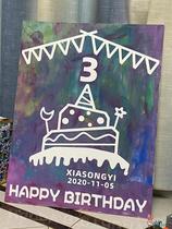 Birthday graffiti sketchpad Childrens baby 2-year-old birthday graffiti Artisanal Diy Water Pink Birthday Painting Full of Material Package