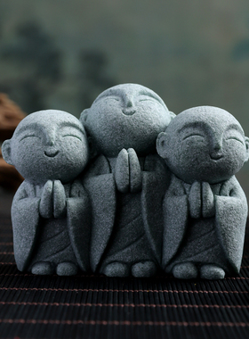 青砂石地藏小佛陀摆件盆景装饰品