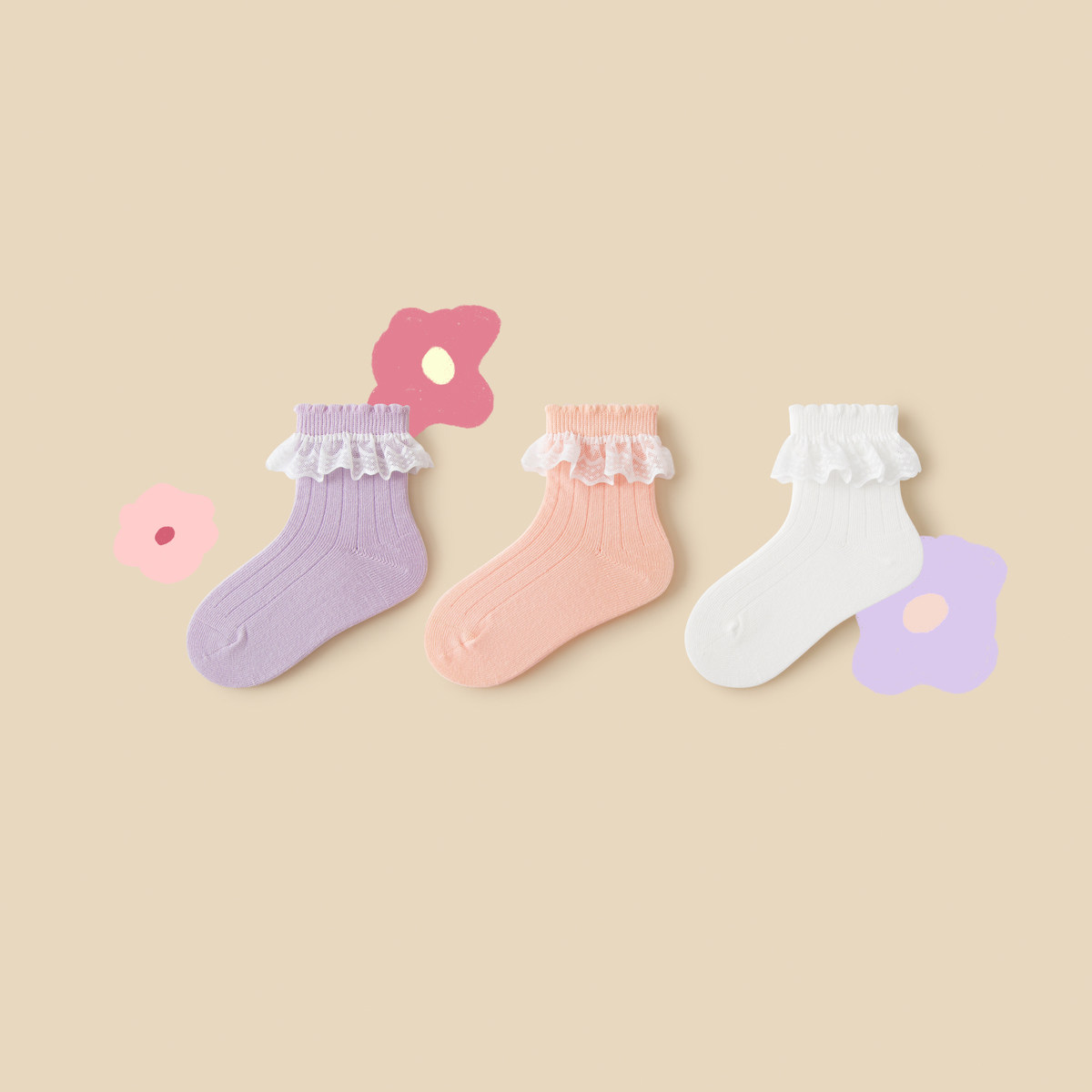 【植物芯】迷你巴拉巴拉女童透气棉弹袜春夏不易闷汗袜子3条装,淘宝优惠券,粉丝福利购,淘宝优惠卷