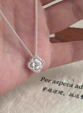 足银990四叶草项链女高级感气质满钻锁骨链甜美幸运草肖邦毛衣链