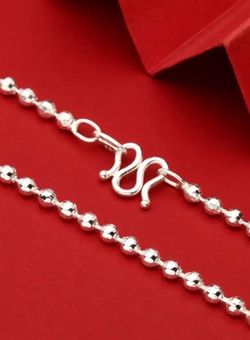 足银99新款珠珠钻石车花项链蹦迪镭射车花链裸锁骨链