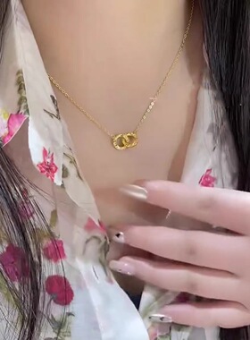 金包银999纯银三面碎冰冰环环相扣项链新中式时尚国潮