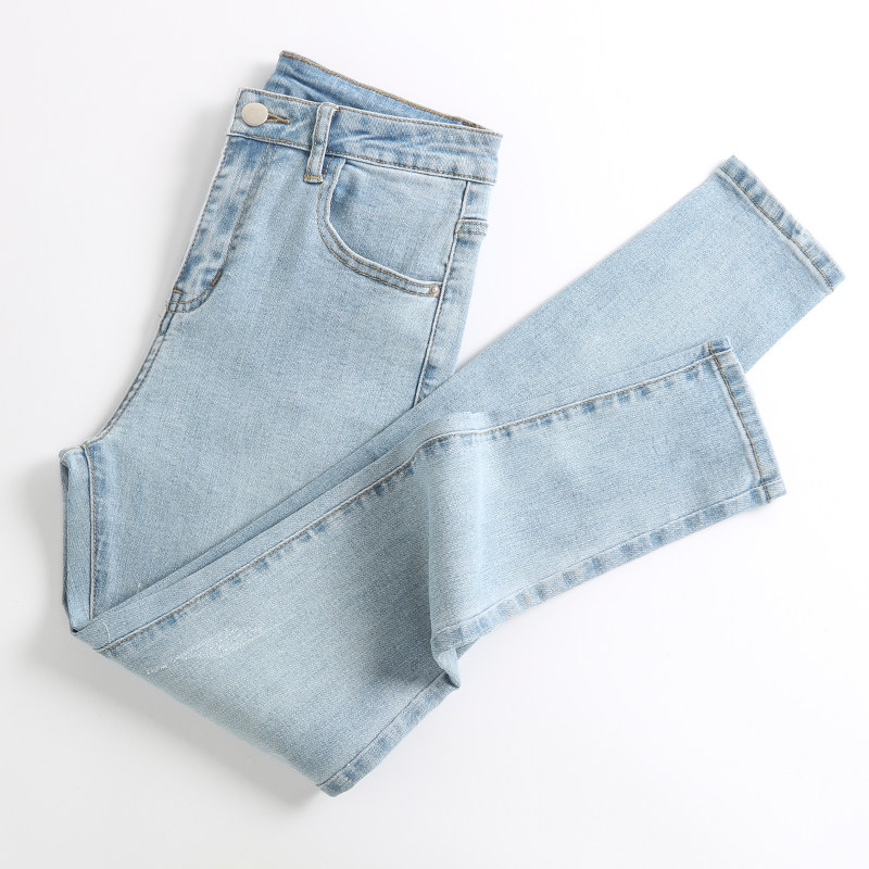 浅蓝色百搭高腰女2020年新款牛仔裤 纪绪牛仔裤