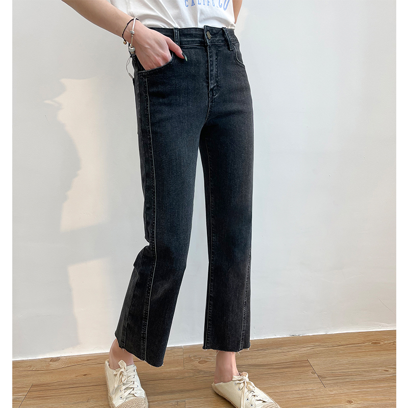 大码女装高腰牛仔裤显瘦2025春季薄款胖mm修身弹力裤子九分休闲裤 - 图2