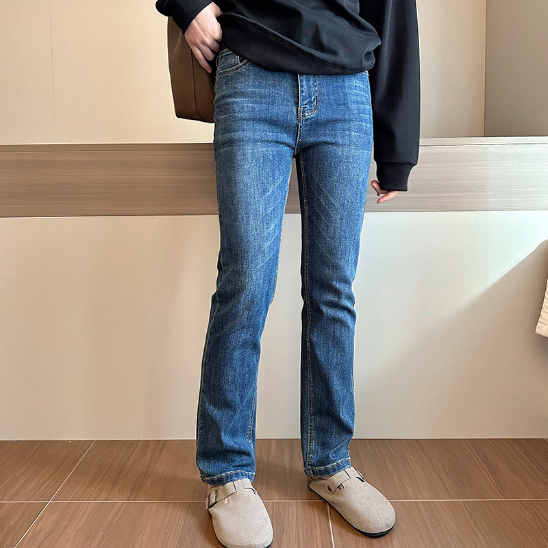 微胖显瘦高腰弹力牛仔裤女2025春大码遮胯提臀修身直筒蓝色长裤,淘宝优惠券,粉丝福利购,淘宝优惠卷