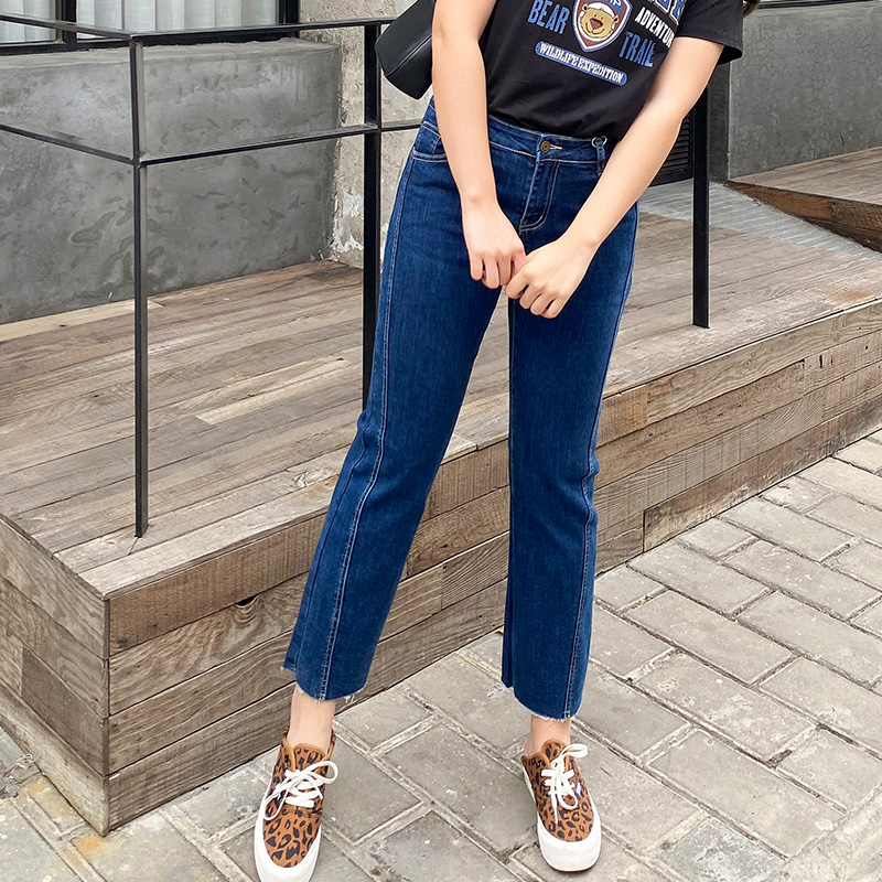 大码女装高腰牛仔裤显瘦2025春季薄款胖mm修身弹力裤子九分休闲裤 - 图0