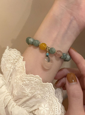 新中式复古平安扣手链女小众感古风汉服莲蓬手串编织手绳