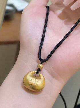 胖福锁包吊坠项链女黑色骨