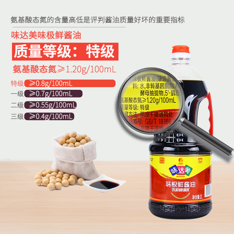 欣和味达美味极鲜酱油2L*6瓶整箱 大豆酿造生抽酱油炒菜烹饪调料