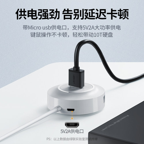 绿联usb2.0扩展器转换接头多口typec笔记本电脑usb拓展坞多用功能ubs外接U盘一拖四usp转接延长线hub集分线器 - 图2