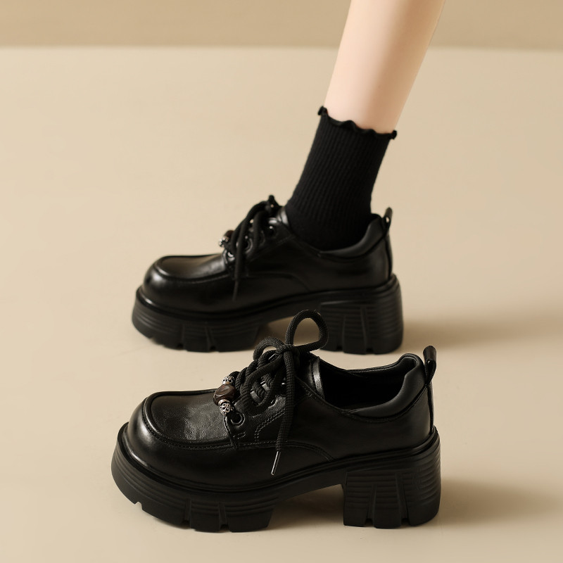 爆款厚底乐福鞋女2025秋季新款黑色粗跟小个子增高加绒英伦小皮鞋,淘宝优惠券,粉丝福利购,淘宝优惠卷