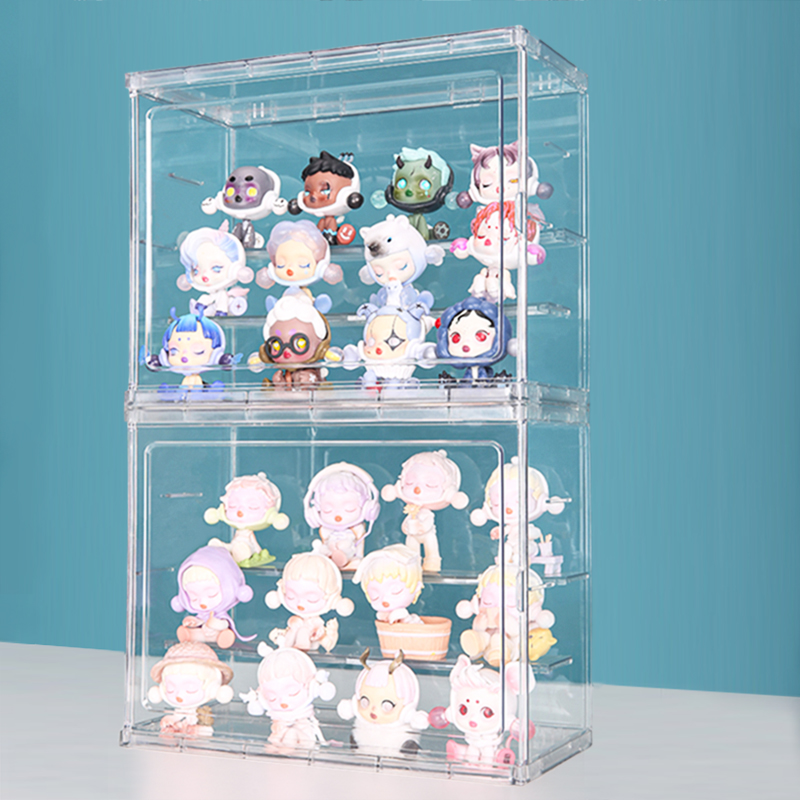 盲盒收纳展示架手办架子透明摆柜亚克力泡泡玛特展示盒置物架 - 图1