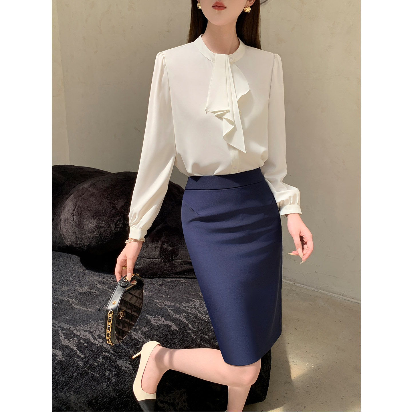 2025秋季新款长袖雪纺衬衫女教资面试穿搭上衣小个子职业套装衬衣,淘宝优惠券,粉丝福利购,淘宝优惠卷