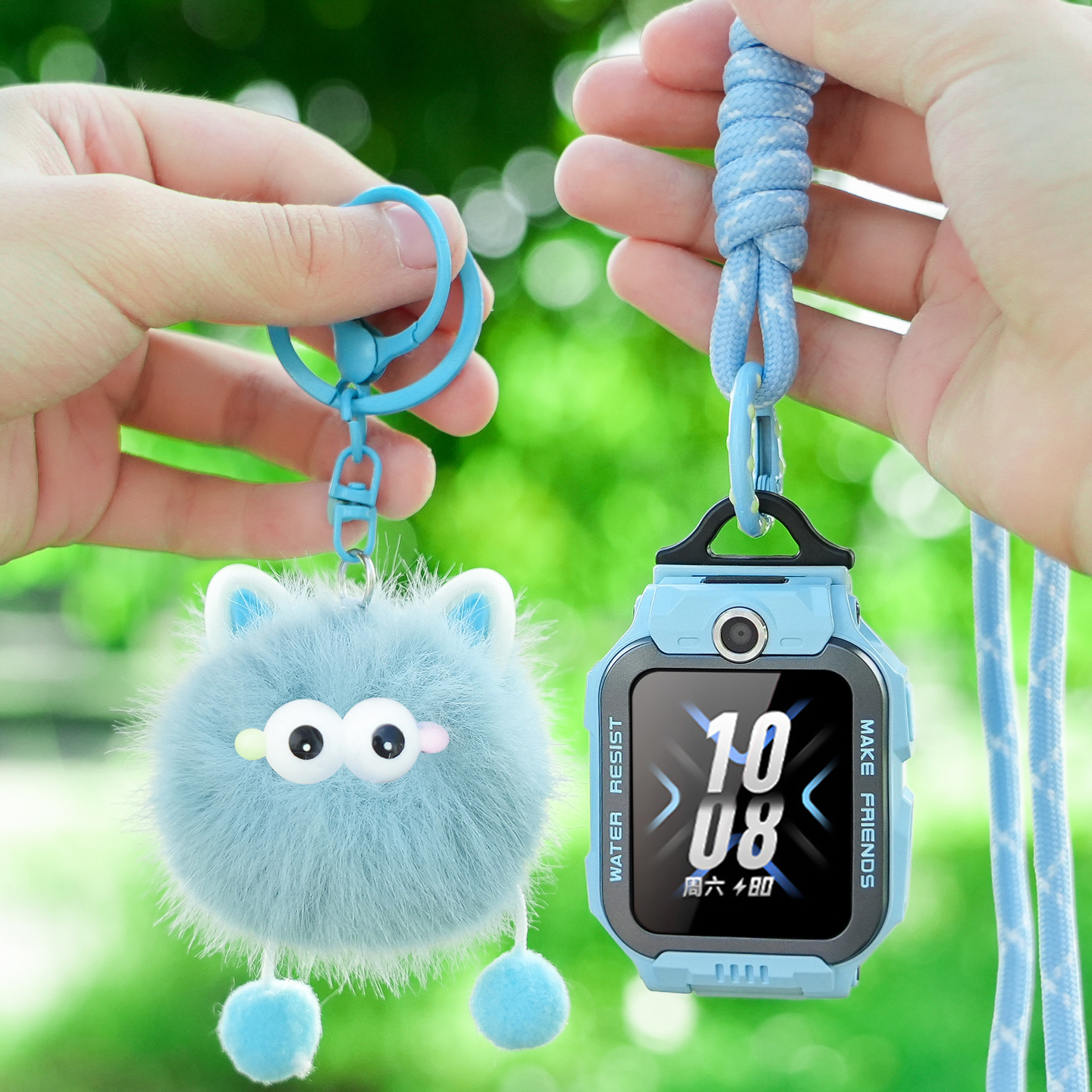 适用小天才儿童电话手表挂绳Z11Z10Z9Z8AZ6pro少年版卡通挂脖套毛绒挂件Z7D3Q1CD2Q2A/Z6SQ3N3D5印花保护壳 - 图0